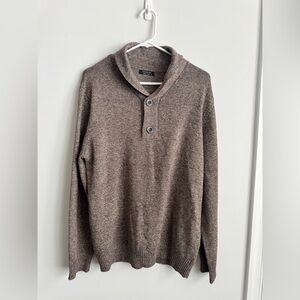 Men's Shawl Collar Button Sweater - Brown